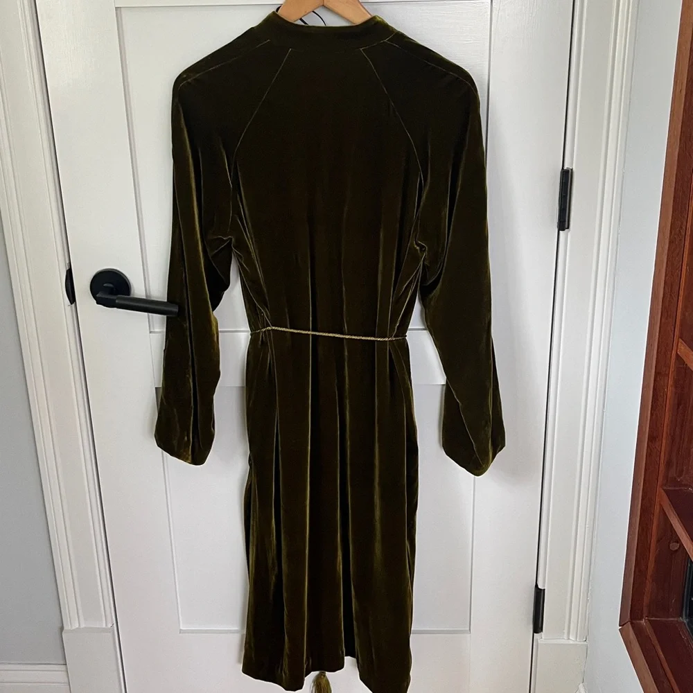 Zara Green Velvet Open Jacket Caftan Formal Dressing XS - Picture 14 of 15